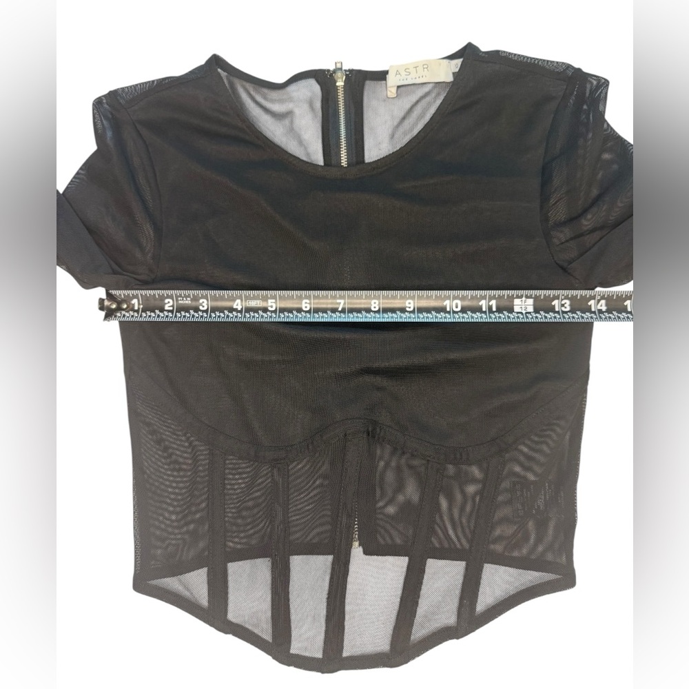 ASTR THE LABEL black sheer long sleeve crop top w/ boning Exposed Zip Size XS - Picture 12 of 14